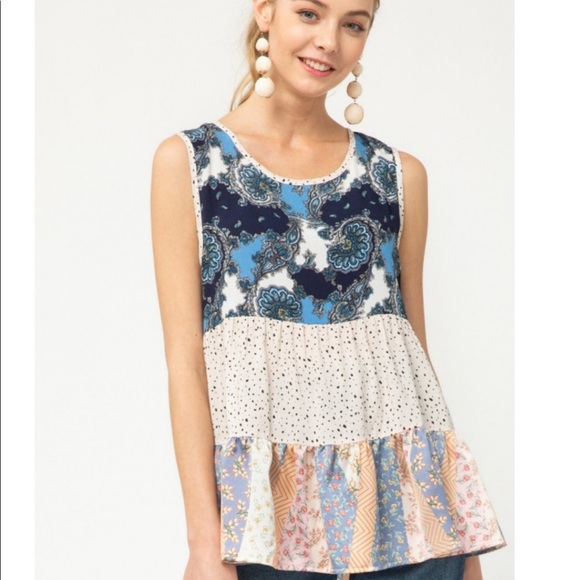 ‼️Last One‼️Entro Mix Print Sleeveless Top